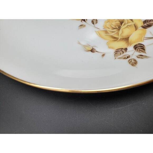 Vintage Hiroko Japan China 10" Plate with Yellow Roses & Gold Trim - Picture 10 of 12